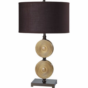 Benzara Suzy Traditional Table Lamp in Light Carmel and Espresso BM141701 Caramel, Espresso Metal BM141701