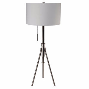 Benzara Zaya Contemporary Style Floor Lamp, Brushed Steel BM141703 Brushed Steel Steel BM141703