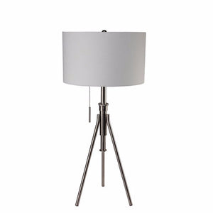 Benzara Zaya Contemporary Table Lamp, Brushed Steel BM141705 Brushed Steel Steel BM141705