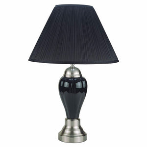 Benzara Niki Traditional Style Table Lamp, Set of 6, Black BM141714 Black Ceramic BM141714