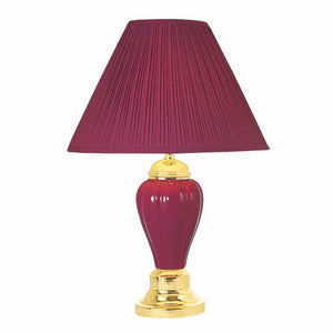 Benzara Traditional Style Table Lamp, Set of 6, Burgundy BM141716 Burgundy Ceramic BM141716