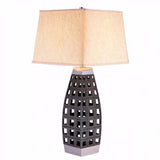 Benzara Zara Table Lamp with Chrome Accents,Black, Chrome BM141728 Black, Chrome Polyresin BM141728