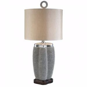 Benzara Sylvia Contemporary Style Table Lamp, Pearl Stone BM141738 Pearl Stone Polyresin BM141738