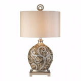 Benzara Estelle Traditional Style Table Lamp,Champagne Silver BM141752 Champagne Silver Polyresin BM141752