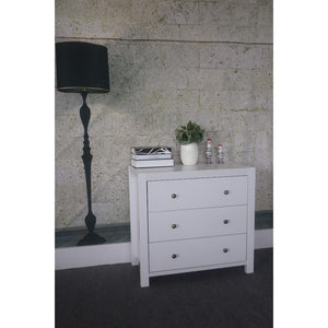 Benzara Capacious Shiny White Finish 3 Drawers Chest With Metal Glides. BM141843 White METAL WOOD BM141843