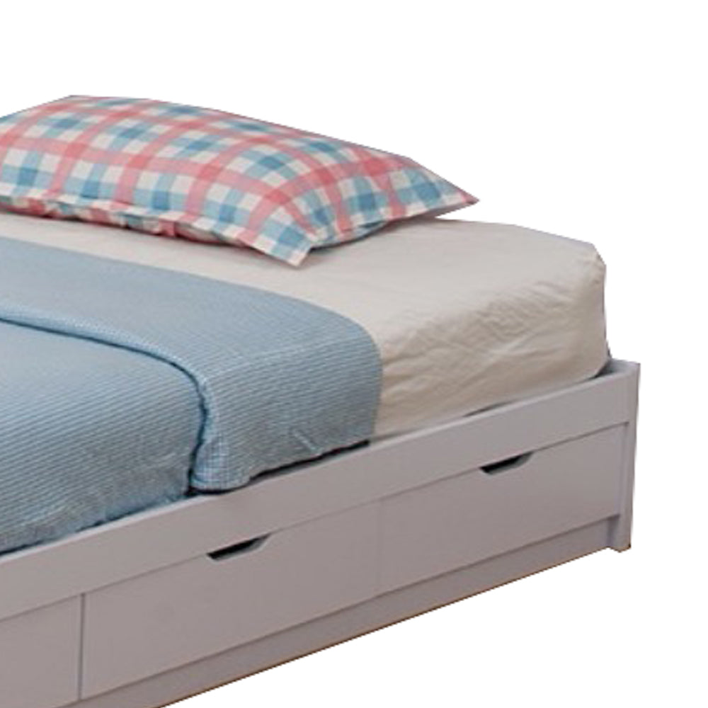 Benzara Contemporary Style Wooden Frame Full Size Chest Bed with 3 Drawers, White BM141869 White Solid Wood BM141869