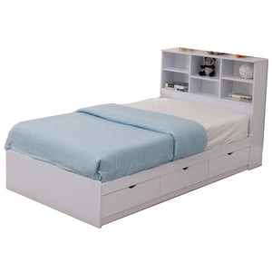 Benzara Contemporary Style Wooden Frame Twin Size Chest Bed with 3 Drawers, White BM141870 White Solid Wood BM141870