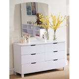 Benzara Spacious Glossy White Finish Dresser with 6 Drawers. BM141872 White Wood BM141872