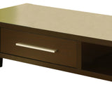 Benzara 17 inch Contemporary 1 Drawer Wooden Coffee Table, Brown BM141958 Brown Solid Wood, MDF BM141958