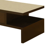 Benzara 17 inch Contemporary 1 Drawer Wooden Coffee Table, Brown BM141958 Brown Solid Wood, MDF BM141958