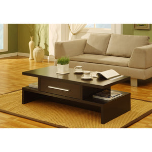 Benzara 17 inch Contemporary 1 Drawer Wooden Coffee Table, Brown BM141958 Brown Solid Wood, MDF BM141958