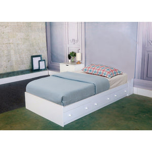 Benzara 3 Drawer Contemporary Wooden Twin Chest Bed, White BM141987 White Solid Wood, MDF BM141987