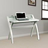 Benzara Sleek Contemporary Desk With Cross Legs, White BM144453 White Wood BM144453