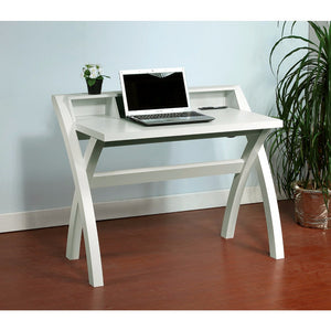 Benzara Sleek Contemporary Desk With Cross Legs, White BM144453 White Wood BM144453