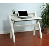 Benzara Sleek Contemporary Desk With Cross Legs, White BM144453 White Wood BM144453