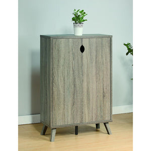 Benzara 47 Inch 2 Door Wooden Show Cabinet with Angled Legs, Gray BM144464 Gray Solid Wood, MDF BM144464