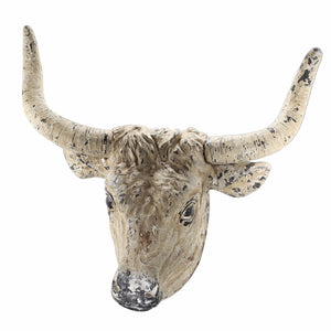 Benzara Artistic Ox Head Wall Piece BM145651 White Magnesian  Fiberglass  inorganic adhesive BM145651