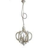 Benzara Wood Metal Antique Chandelier, White BM147073 White Wood Metal BM147073