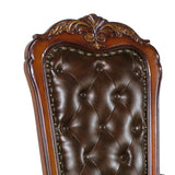 Benzara Carved Wooden Frame Leatherette Arm Chair with Claw Legs, Brown BM148332 Brown Solid Wood, Veneer and Leatherette BM148332