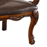 Benzara Carved Wooden Frame Leatherette Arm Chair with Claw Legs, Brown BM148332 Brown Solid Wood, Veneer and Leatherette BM148332