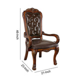 Benzara Carved Wooden Frame Leatherette Arm Chair with Claw Legs, Brown BM148332 Brown Solid Wood, Veneer and Leatherette BM148332