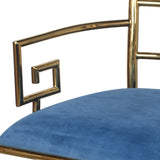 Benzara Sumptuously Opulent Stainless Steel Accent Chair BM148604 Gold and Blue  stainlessupholstery polyester BM148604