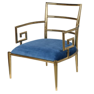 Benzara Sumptuously Opulent Stainless Steel Accent Chair BM148604 Gold and Blue  stainlessupholstery polyester BM148604