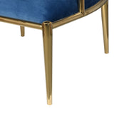 Benzara Sumptuously Opulent Stainless Steel Accent Chair BM148604 Gold and Blue  stainlessupholstery polyester BM148604