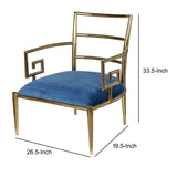 Benzara Sumptuously Opulent Stainless Steel Accent Chair BM148604 Gold and Blue  stainlessupholstery polyester BM148604