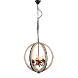 Benzara Elegantly Framed Calder Wooden Chandelier BM148635 White PINE WOOD  IRON  BM148635