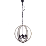 Benzara Elegantly Framed Calder Wooden Chandelier BM148635 White PINE WOOD  IRON  BM148635