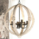 Benzara Elegantly Framed Calder Wooden Chandelier BM148635 White PINE WOOD  IRON  BM148635