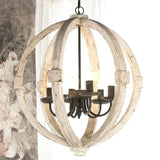 Benzara Elegantly Framed Calder Wooden Chandelier BM148635 White PINE WOOD  IRON  BM148635