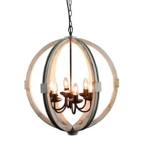 Benzara Elegantly Framed Calder Wooden Chandelier BM148635 White PINE WOOD  IRON  BM148635