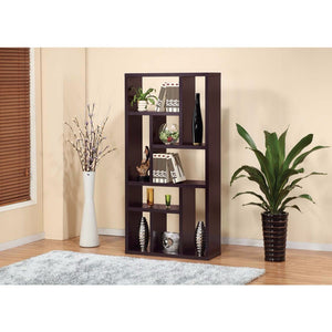 Benzara Elegant  Display Cabinet /TV Stand With 9 Open Shelves. BM148721 Dark Brown Wood BM148721