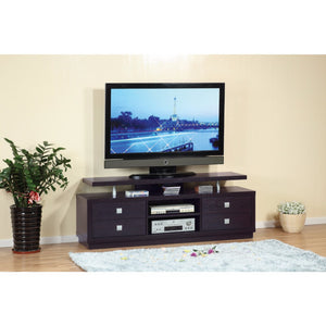 Benzara Modern Style TV Stand With 4 Drawers And 2 Open Shelves. BM148731 Dark Brown Metal BM148731