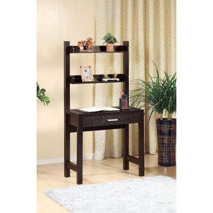 Benzara Contemporary Style Desk With 2 Shelves, Dark Brown BM148771 Dark Brown Wood BM148771