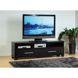 Benzara Contemporary Style TV Stand With 3 Open Shelves. BM148782 Black Metal BM148782