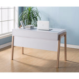 Benzara Contemporary Style Desk With Open Storage Shelf, White and brown BM148830 White and Brown Wood BM148830