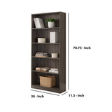 Benzara Splendid Space Efficient Bookcase, Gray BM148854 Gray Wood BM148854