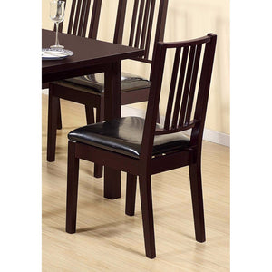 Benzara Comfortable Dining Chair With Lustrous Finish Seat, Set of Two, Dark Brown BM148909 Dark Brown Wood BM148909