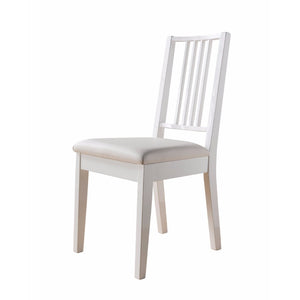 Benzara Lustrous Wooden Dining Chair With Solid Legs, Set of Two, White BM148910 White Wood BM148910