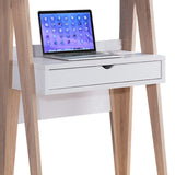 Benzara Huge Adorning Computer Desk With Drawer, Light Brown and White BM148919 Light Brown & White Wood and Metal BM148919