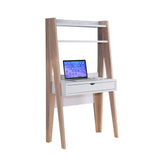 Huge Adorning Computer Desk With Drawer, Light Brown and White