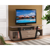 Benzara Striking TV Stand With Storage Option, Black and Light Brown BM148921 Black & Light Brown Wood BM148921