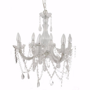 Benzara Alluringly Captive Winter Blanche Beaded Chandelier BM149399 White  plastic bead iron BM149399