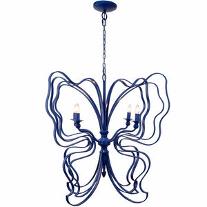 Benzara Chic Butterfly Patterned Chandelier BM149427 Blue IRON BM149427