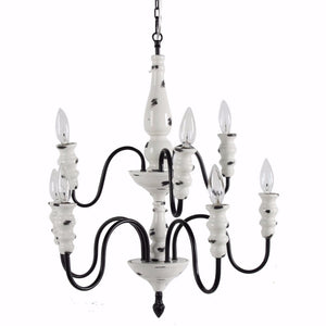 Benzara Effortlessly Sublime 8-Arm Chandelier BM149456 White metal ceremic BM149456