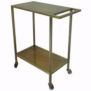 Benzara Practical and Functional Table With Castors BM149525 Brown  Mild steel BM149525