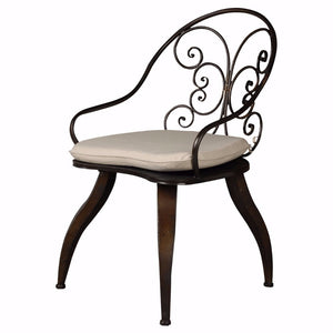 Benzara Retro Chair With Flared Curvy Legs, Set of 2 BM149532 Dark Brown Metal, Sponge and Linen BM149532